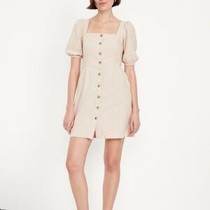 Old Navy Puff Sleeves Linen Blend Dress